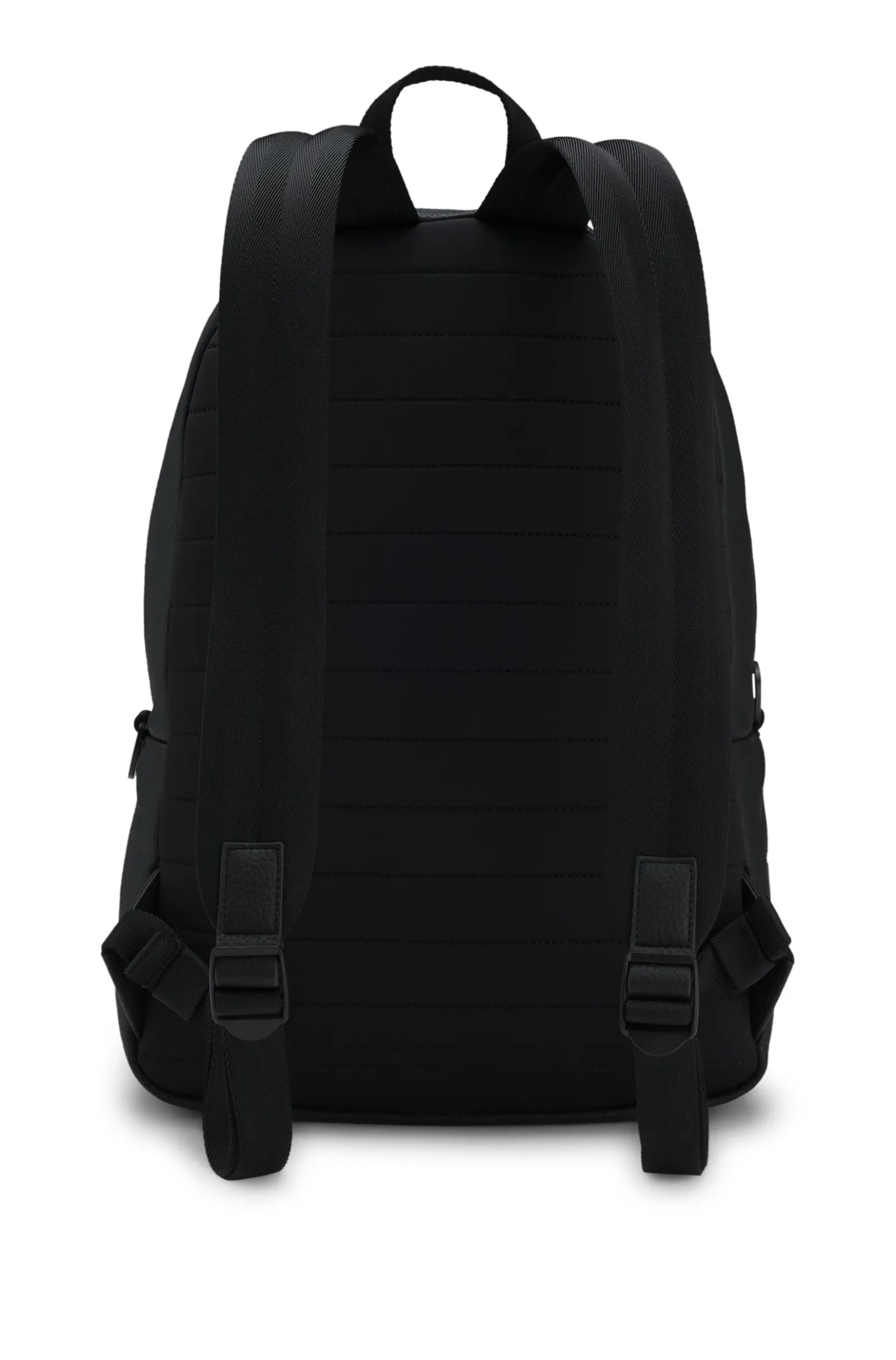 Zipped backpack with rubber logo patch