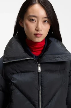 Zipped puffer jacket in lustrous fabric