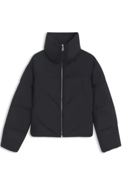 Zipped puffer jacket in lustrous fabric
