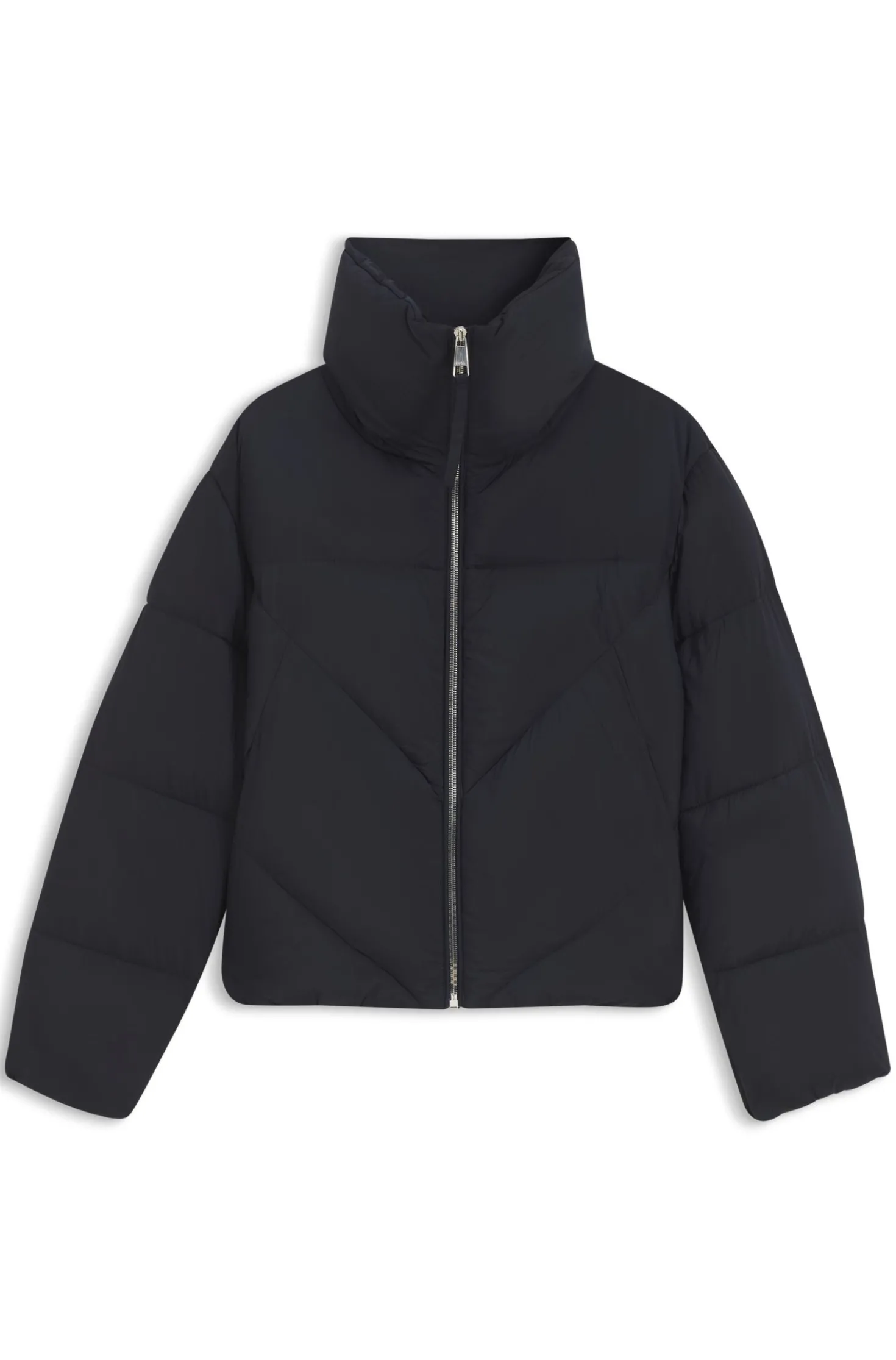 Zipped puffer jacket in lustrous fabric