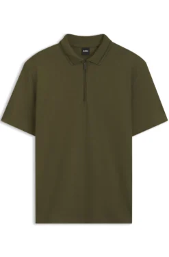 Zip-placket piqué polo shirt