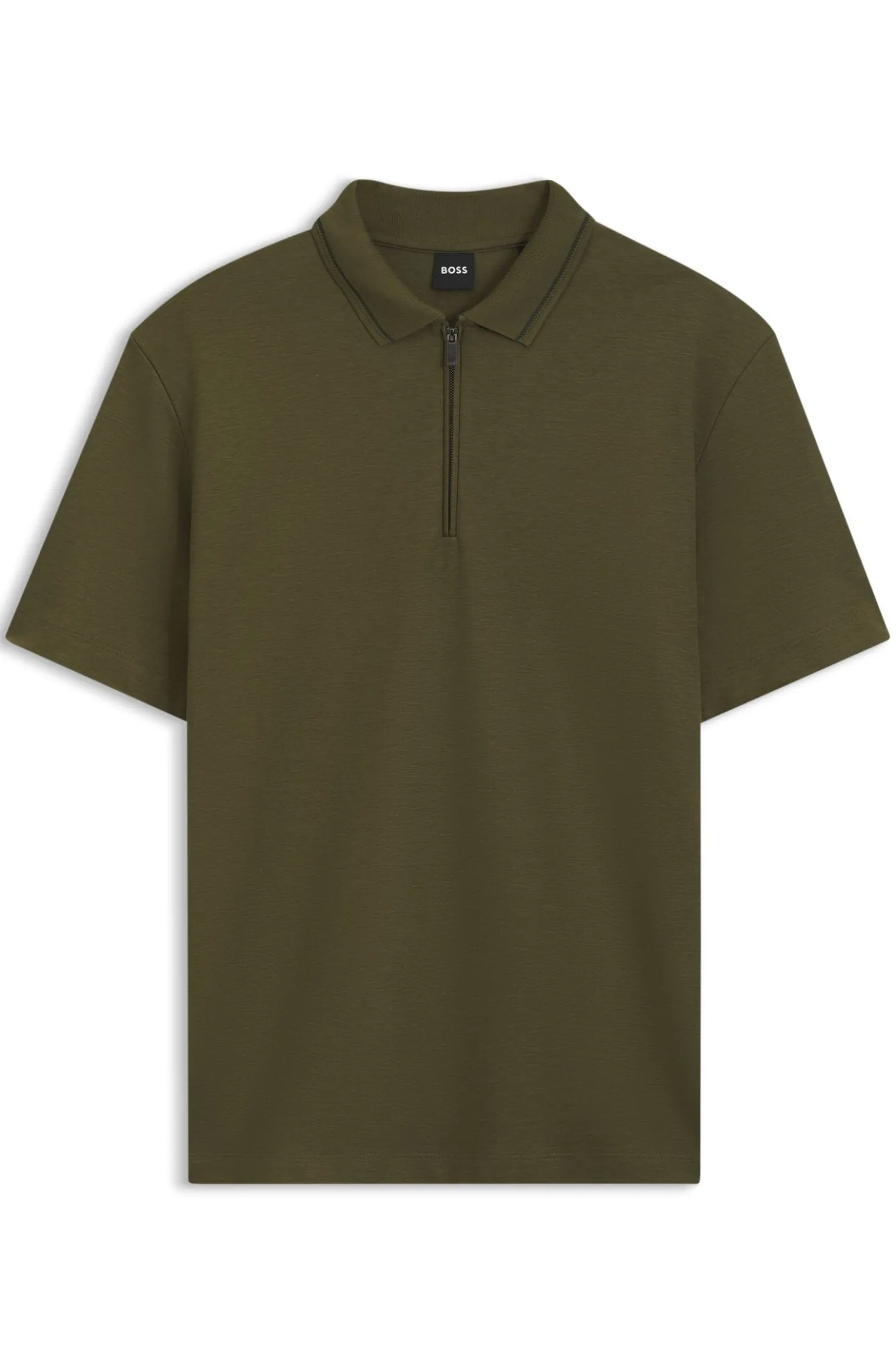 Zip-placket piqué polo shirt