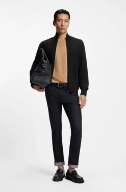 Zip-through cotton cardigan with logo detail
