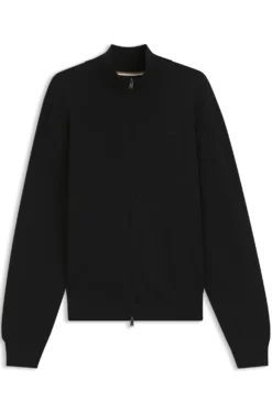 Zip-through cotton cardigan with logo detail