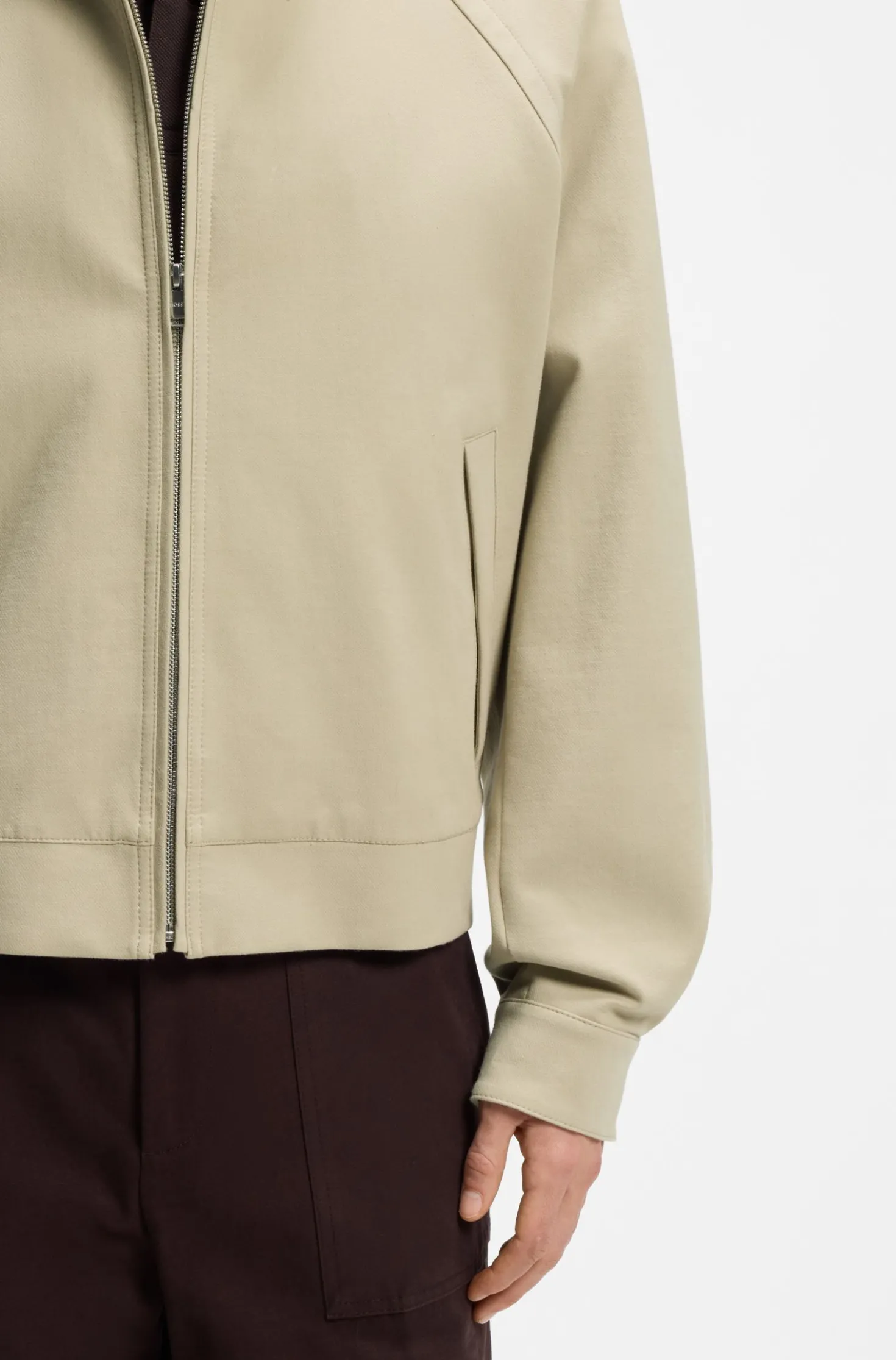Zip-up bomber jacket in stretch cotton