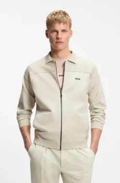 Zip-up cardigan with structured graphic pattern