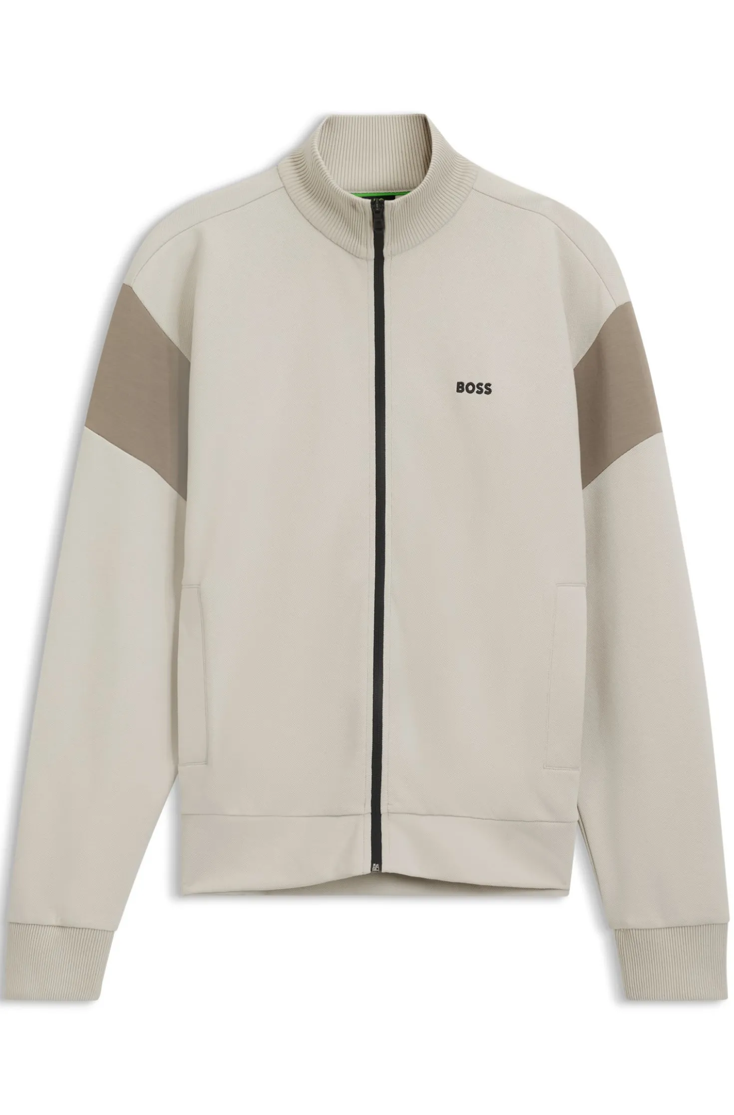 Zip-up cotton-blend sweatshirt with contrast inserts