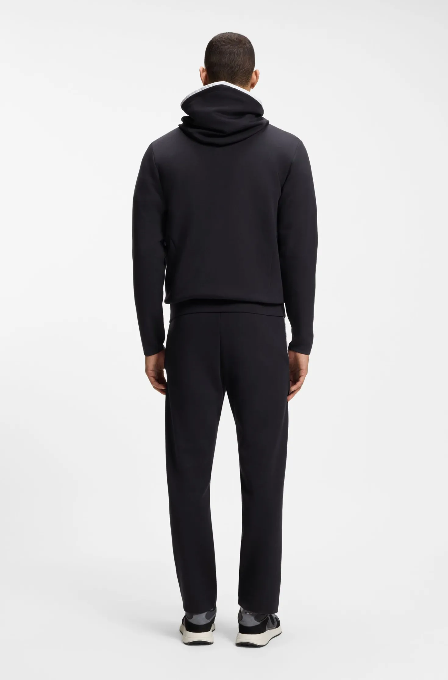 Zip-up hoodie in a cotton blend with contrasting details