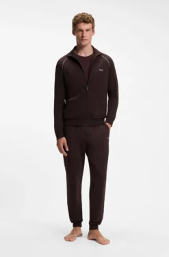 ZIp-up jacket in stretch cotton with contrast piping