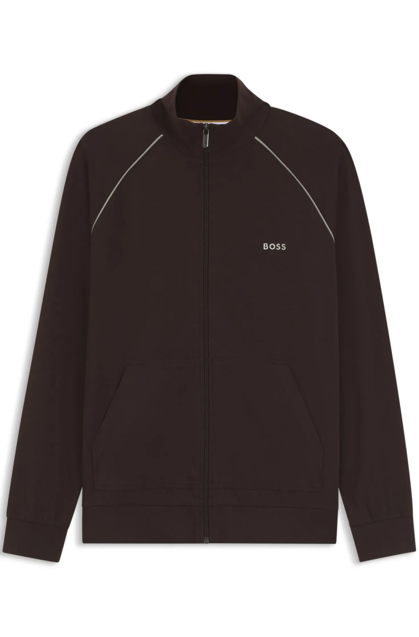 ZIp-up jacket in stretch cotton with contrast piping