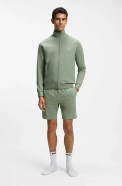 ZIp-up jacket in stretch cotton with contrast piping