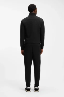 Zip-up sweatshirt in stretch cotton with logo print