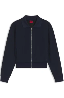 Zip-up sweatshirt with stacked-logo puller